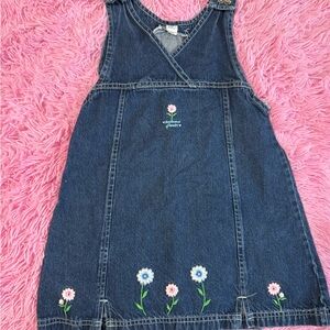 Denim Floral Embroidered Kids Dress
